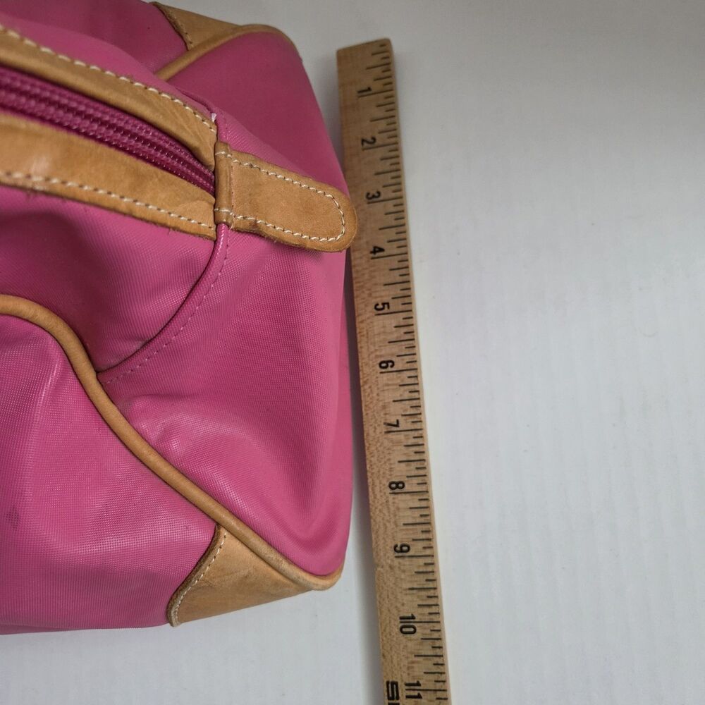 Jon Hart Pink Duffle Bag Medium Leather Trim Canvas Overnight Bag Non-Monogramed - Picture 12 of 13